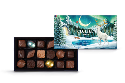 Christmas chocolate gift box, milk & dark