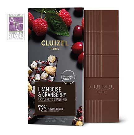 dark chocolate bar with fruits and nuts