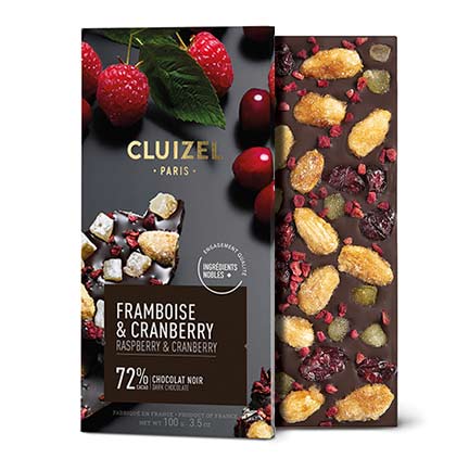 Gourmet Dark Chocolate Bar, Cran-Raspberry with Nuts – Chocolat