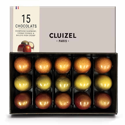 Chocolate truffle box made with champagne, cognac, and Bailey's Irish Cream