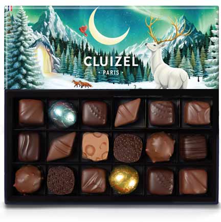 Christmas chocolate gift box, 18 pc milk & dark