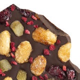 dark chocolate bar with fruits and nuts