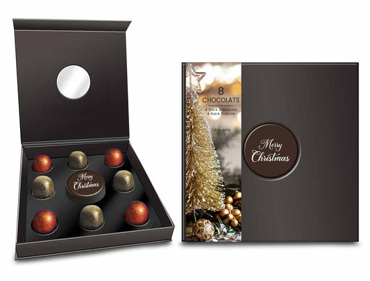 Cluizel Christmas chocolate gift box with champagne, raspberry, eggnog and Baileys truffles