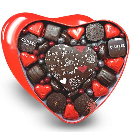 Valentine chocolate heart box with assorted truffles