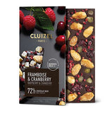 Dark chocolate bar with fruits and nuts