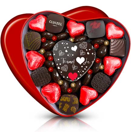 Valentine chocolate heart box with assorted truffles