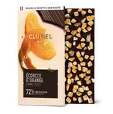 orange chocolate bar, dark 72%