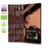dark chocolate bar with cocoa nibs