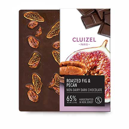 Non dairy chocolate bar, fig & pecan