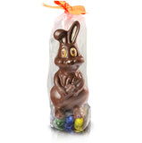 Milk chocolate Easter bunny with chocolate eggs